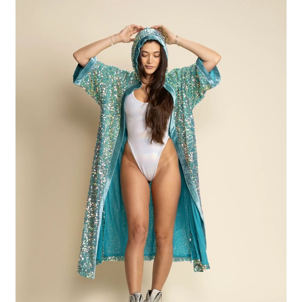 Sequin Turquoise Kimono